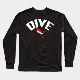 Funny Scuba Diving Dive Down Flag Awesome Marine Diver Gifts Long Sleeve T-Shirt